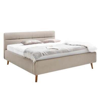 Picture of Lina Minimalist Natural Wood Fabric Bed