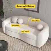Picture of Serenity Modern White Teddy Velvet 3 Seaters Curved Sofa