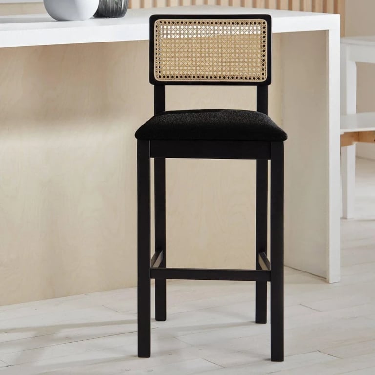 Picture of Rivano -Rattan Bar Dining Chair -Black Natural Wood Frame