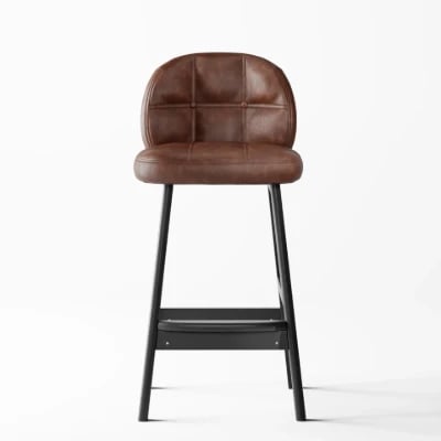 Picture of Rivano Bar Stool – Leather with Wooden Base
