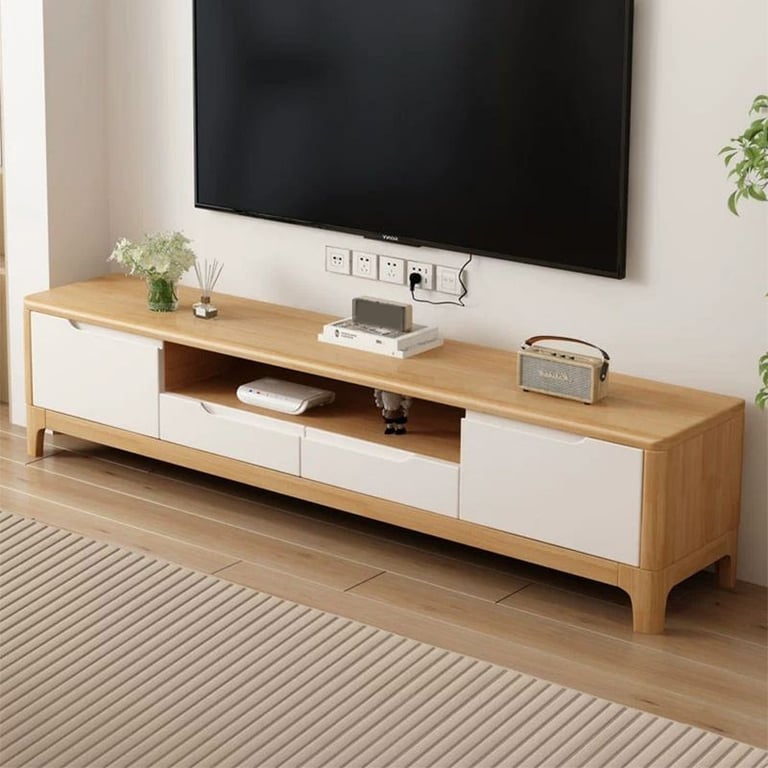Picture of Almora TV Unit – NaturalWood with Drawers & Scandinavian Style
