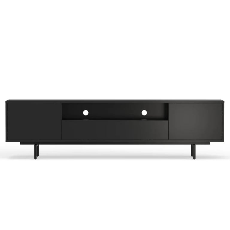 Noiré TV Stand with a Minimal Design – Natural Wood & Metal Legs