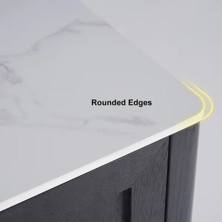 Lisco Sideboard – Natural Wood with Marble Top and Golden Handles