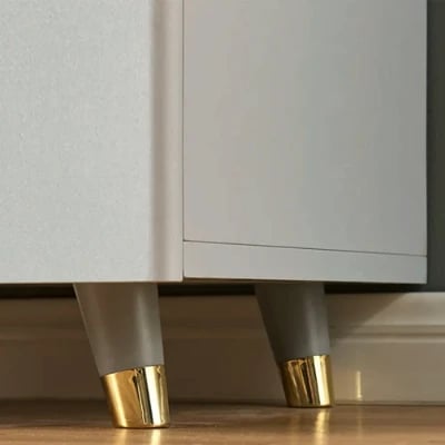 Picture of Grayish White Nightstand Modern 2-Drawer