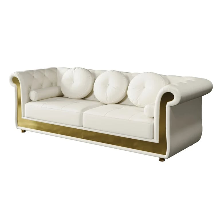 Picture of Delora Luxe Harmony Sofa – White with Gold Accents