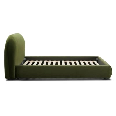 صورة جينوا – سرير مُنجّد مع مسند رأس دائري – خشب طبيعي