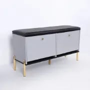 Arvo – Natural Wood Storage Bench with Gold Metal Legs