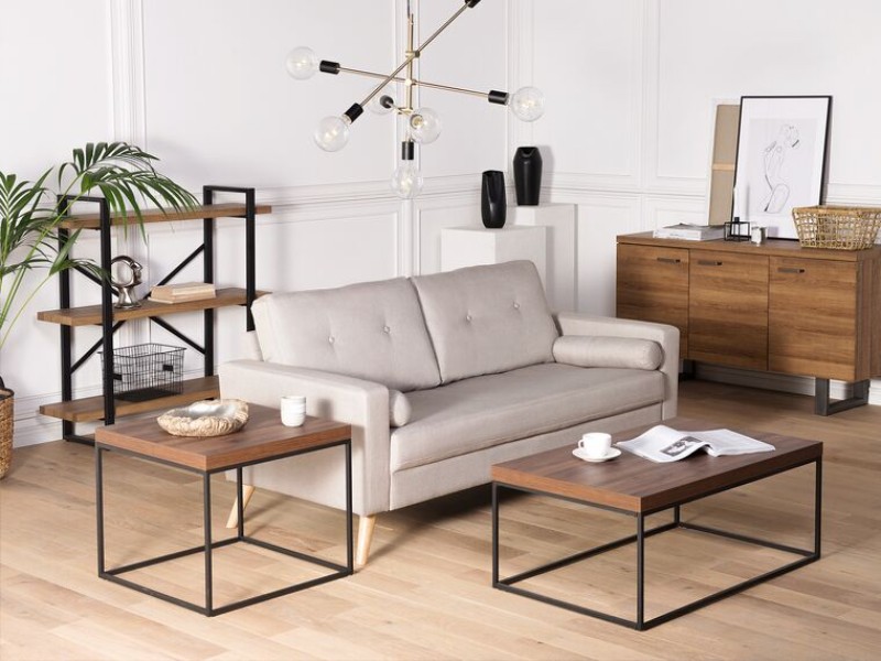 صورة طاولة القهوة ذات سطح خشبى مع أطار معدنى أسود-ديلانو