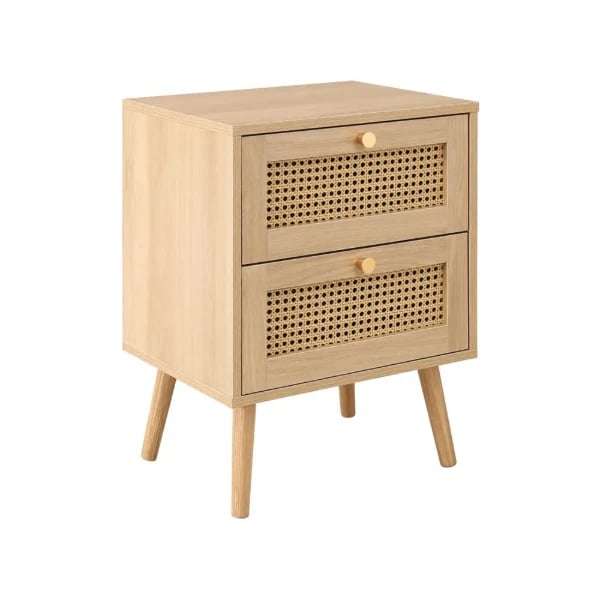 Picture of Soma – Rattan Wooden Nightstand with 2 Drawers