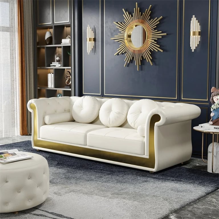 Picture of Delora Luxe Harmony Sofa – White with Gold Accents