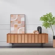 Picture of Leclair TV Unit – Natural Wood & Rattan with Sliding Doors