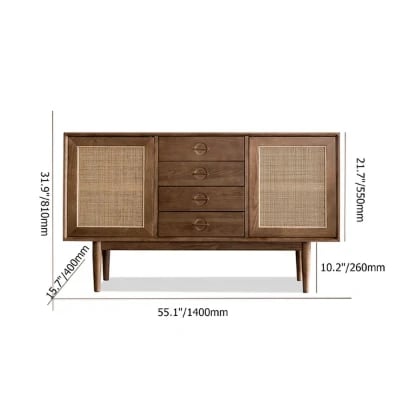 Classy - Natural wood with Rattan sideboard