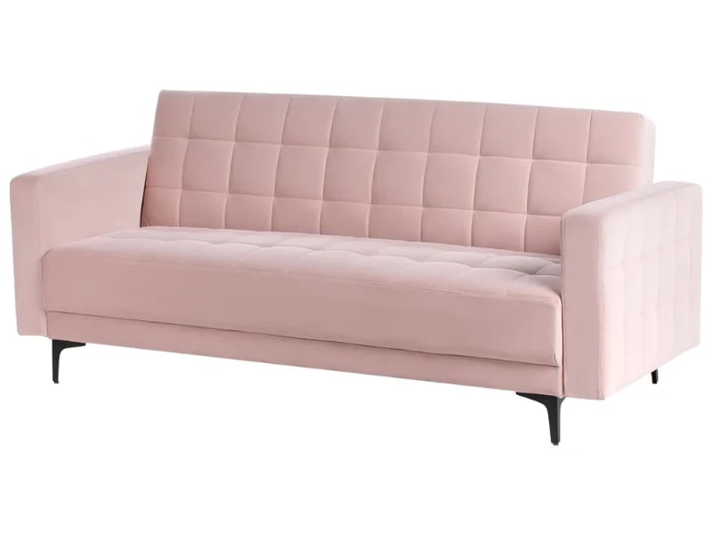Velena – Modern Velvet Convertible Sofa with Natural Wood Frame