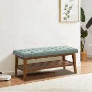 صورة ميلو – مقعد أحذية من الخشب الطبيعي مع بطانة قماش