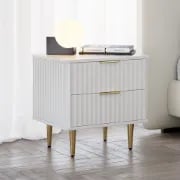 Siri – Side Table in Natural Wood with Stainless Steel Legs