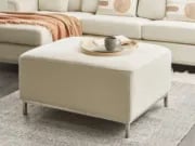 Varen Ottoman – Square Design with Natural Wood Frame and Metal Legs