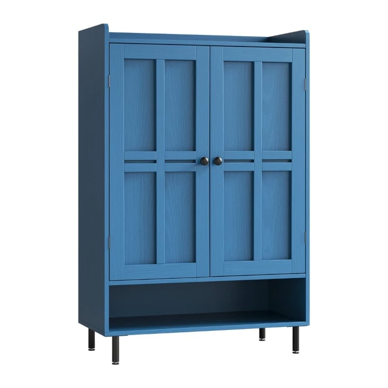 Mavine – Blue Natural Wood Shoe Cabinet