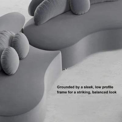 صورة روتانا – كنبة أرضية منحنية بتصميم فني – 3 قطع- خشب طبيعي