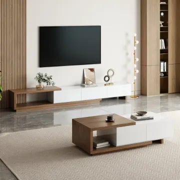 Marcel – Extendable TV Unit & Coffee Table Set made of Natural Wood