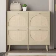 Picture of Orbital Shoe Storage - Natural wood with Rattan