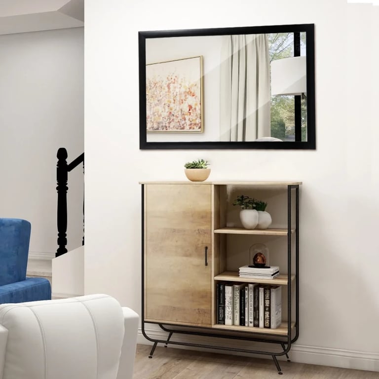 HomGarden Rectangle Modern Wall Mirror Black Bathroom Vanity Mirror