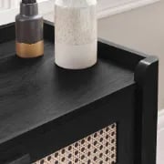 Zaria - Natural wood storage unit with rattan fronts.