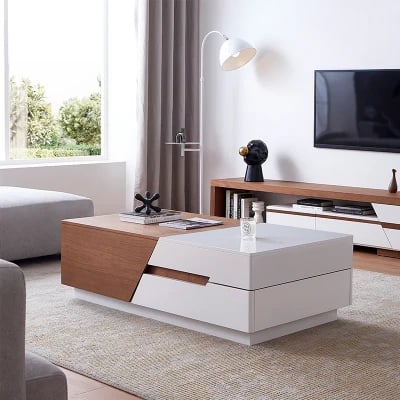 Picture of Rikke Tables Set – Natural Wood TV Unit & Coffee Table