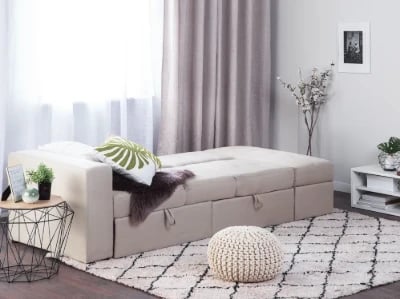 Dormiéa  Convertible Sectional Sofa Bed from natural wood - Fabric Upholstery with Hidden Storage .