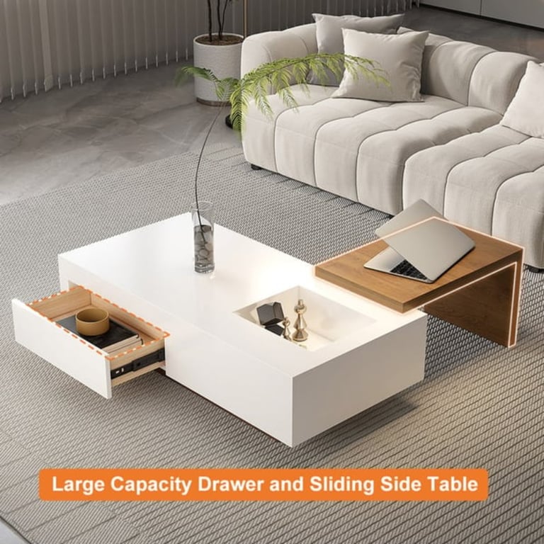 Picture of Crova Natural Wood Coffee Table-Sliding Storga