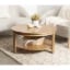 Orion – Round Coffee Table with Rotating Top & Lower Shelf – Natural Wood
