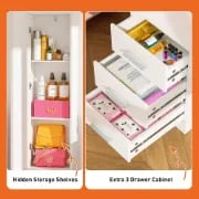 Picture of Suncrown Makeup table with lighted mirror natural wood