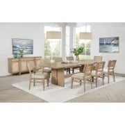 صورة Kailani Extendable Rectangular Dining Set – Natural Wood with Upholstered Chairs