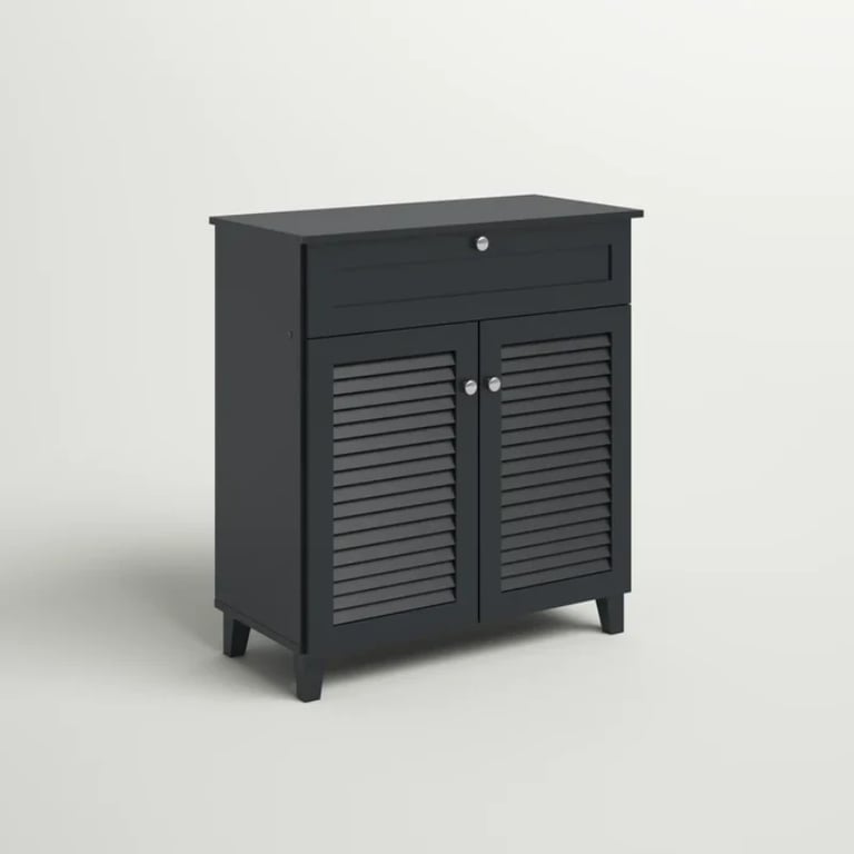 Dark Gray 12 Pairs Manufactured Wood Shoe Storage Cabinet