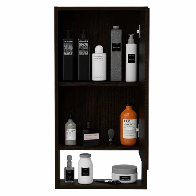Modesto Modern Minimal Mirrored Medicine Cabinet with Open Shelf & 2 Interior Shelves