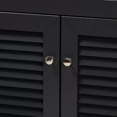 Dark Gray 12 Pairs Manufactured Wood Shoe Storage Cabinet