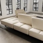 Picture of Segal Natural Wood Lounge Sofa – Flexible Leather Seating
