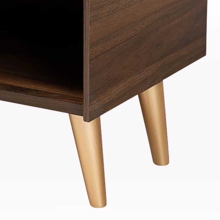Brixton - Natural Wood Shoe Cabinet with Gold-Tone Legs