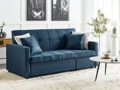 Mira Convertible Sofa Bed from natural wood – Modern Fabric Design with Clean Lines.
