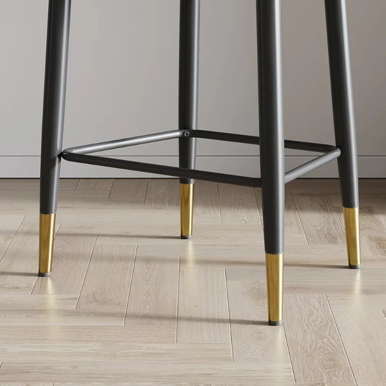 Élégance Bar Stool – Quilted Back with Gold Accents - Natural wood