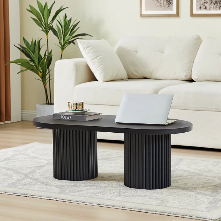 Aurelia – Coffee Table with Fluted Legs – Natural Wood