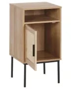 Calvia – Natural Wood Bedside Table with Tall Design & Woven Door