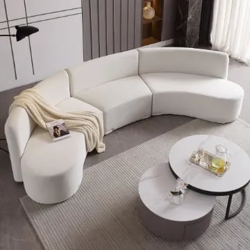 Picture of Luma Curved Natural Wood Floor Sofa – Artistic Elegance in Velvet
