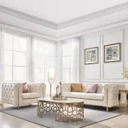 Évianne – Sofa & Armchair Set with Elegant Gold Accents