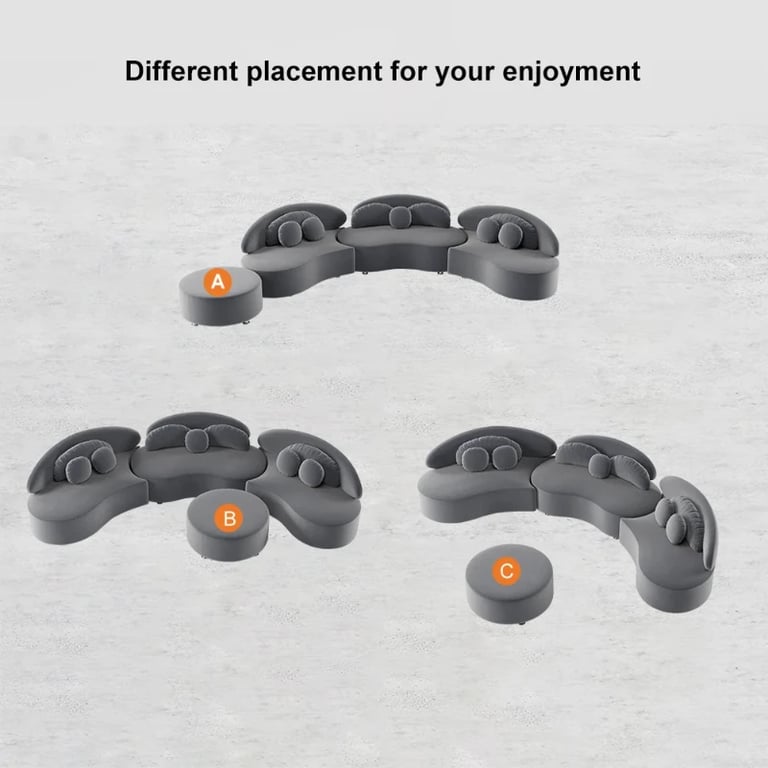 صورة روتانا – كنبة أرضية منحنية بتصميم فني – 3 قطع- خشب طبيعي