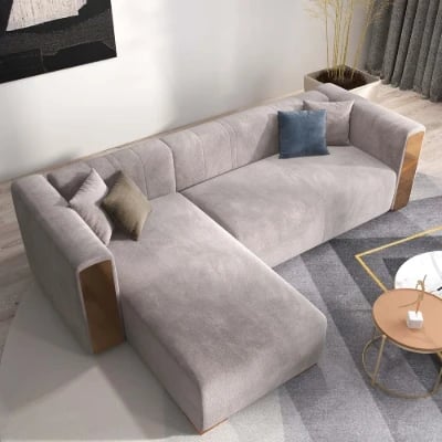 Picture of Luniva L-Shaped Sectional Sofa with Left Chaise – Gold Legs