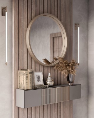 مراية دائرية خشب طبيعي متعددة الإستخدام 60 سم