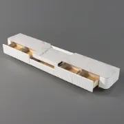 صورة مارلو - وحدة تلفزيون خشب طبيعي بقاعدة ذهبية وأدراج تخزين