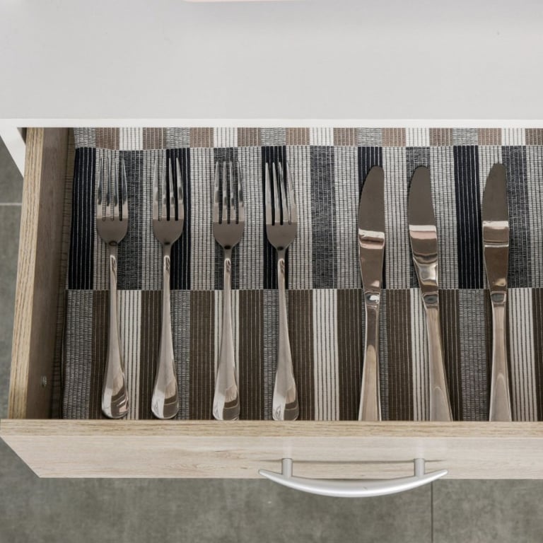 Silia Kitchen Unit – Natural Wood Design with Open and Closed Storage