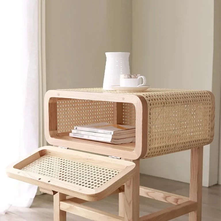 Picture of Amélie - Natural Wood & Rattan Side Table
