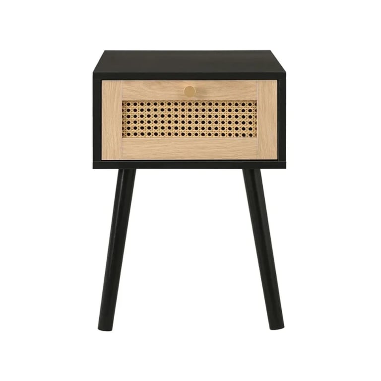 Lunita – Natural Wood & Rattan One-Drawer Bedside Table